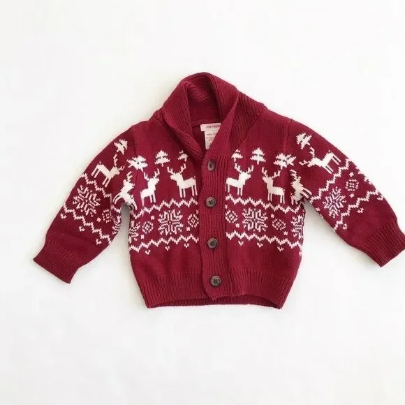 Joe Fresh reindeer cardigan EUC 6-12 months - Picture 1 of 4